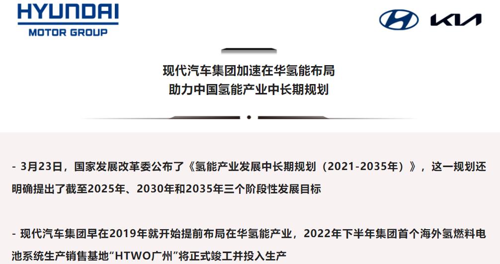 现代汽车集团加速在华氢能布局， 推动氢能社会提前到来